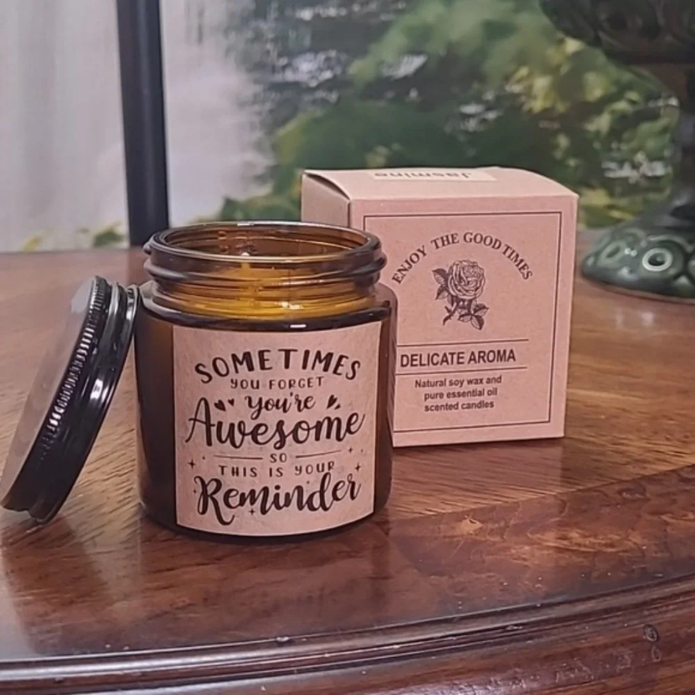 New in box! You're Awesome jar candle natural soy wax Rose aroma